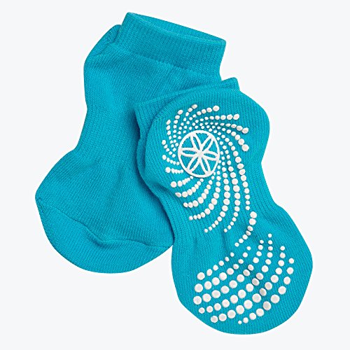 Kids Yoga Socks - Non-Slip Grip, Pack of 2 - Green/Blue