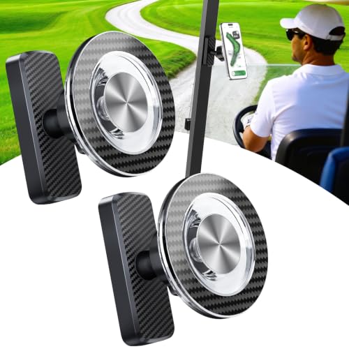 GiantHope Carbon Fiber Magnetic Golf Cart Phone Holder 2 Pack – Heavy Duty, 360° Rotation, Easy Snap & Go Installation