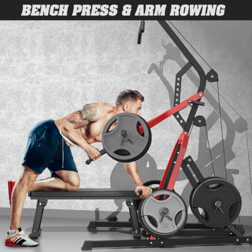 Multi-Function Home Gym System with LAT Pulldown - Red