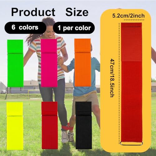 3 Legged Race Bands - 6 Pack Colorful Elastic Tie Ropes