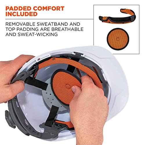 Vented Hard Hat , Full Brim Style, Ratchet Suspension, Class C, Ergodyne Skullerz 8973,White