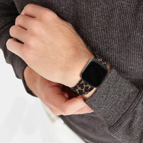 8 Pack Adjustable Elastic Nylon Sport Watch Bands for Fitbit Versa - Leopard, Arrowhead, Purple, Twill Light Pi Variants