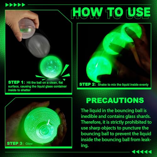 Lewtemi 24 Pack Glow in The Dark Bouncy Balls for Halloween & Parties - Vibrant Colorful Rubber Play Balls