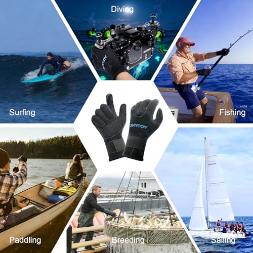 3mm Neoprene Diving Gloves with Adjustable Strap - Anti-Slip