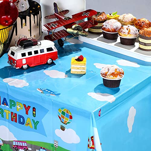 Transportation Table Covers - 3 Pack Birthday Party Supplies, 54 x 108 Inch