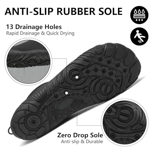 Quick-Dry Water Shoes for Men & Women - Wide Toe Aqua Socks - Lividity Black