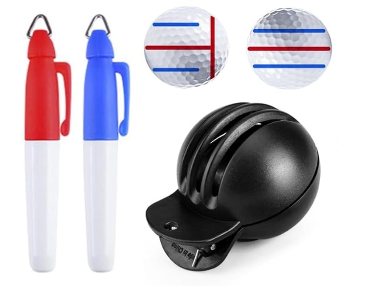 Golf Ball Liner & Marking Tool Set with 2 Fade-Resistant Stamp Markers