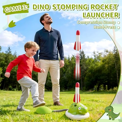 3-in-1 Dinosaur Rocket Launcher Toy - Musical Jump & Toss