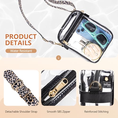 Clear Stadium Event Bag with Adjustable Leopard Strap