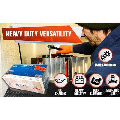 CHAMPION Nitrile Orange Gloves, 8 Mil, Industrial Strength, Automotive & Mechanic Gloves