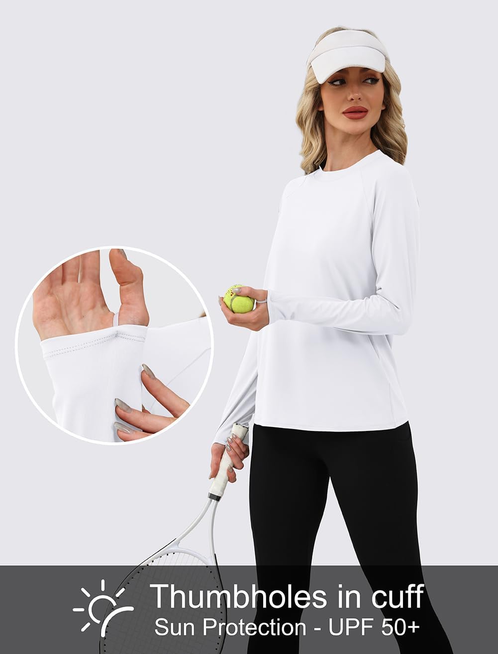 WIHOLL Long Sleeve Workout Tops for Women - UPF 50+ UV Protection | Quick Dry Athletic Shirt