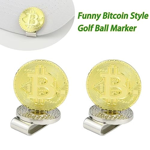 Bitcoin Golf Ball Marker Set - 2 Pcs with Magnetic Hat Clip