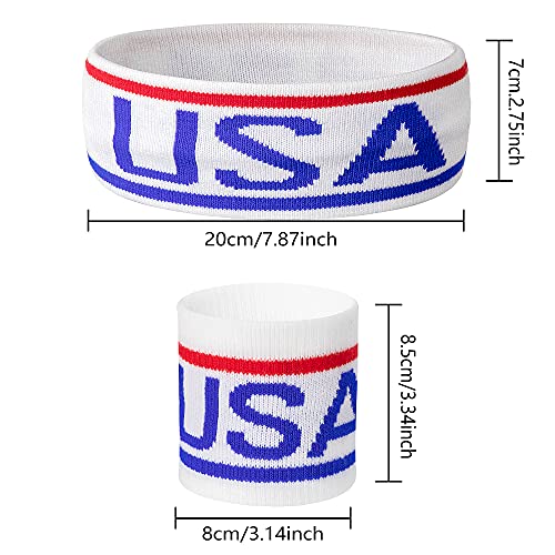American Flag Sports Headband & Wristband Set - 4 Pack