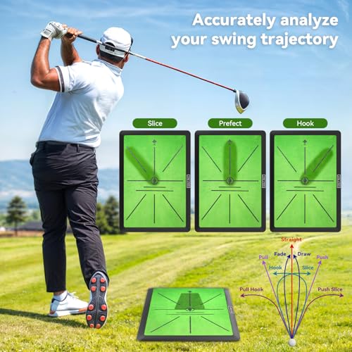 Jspotib Tri-Turf Golf Practice Mat for Indoor & Outdoor Swing & Chipping Training