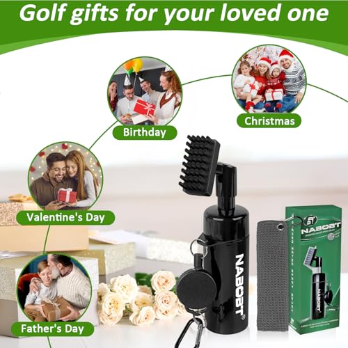 Golf Towel & Club Cleaner Brush Set - Waffle Microfiber, 16x16 Inch
