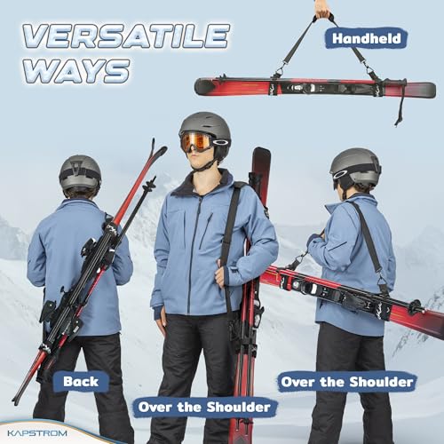 Heavy-Duty Ski Straps & Pole Carrier - 2 Pack - Black