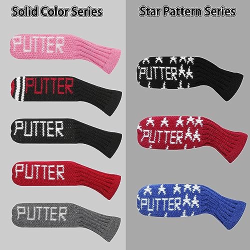 Professional Knitted Blade Putter Cover - Red Stars Design
