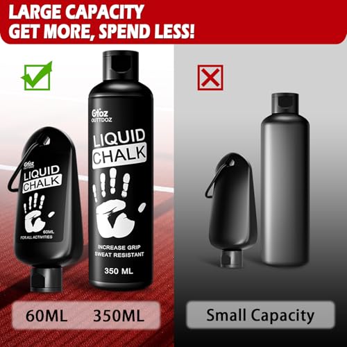 OUTTDOZ 2 Pack Liquid Chalk for Gym and Weightlifting - 2 oz & 12 oz Sets, Mess-Free Grip Enhancer