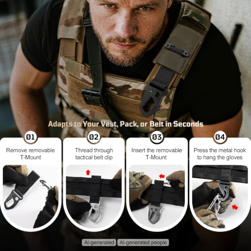 Heavy-Duty Tactical MOLLE Clip with Metal Hook & Webbing