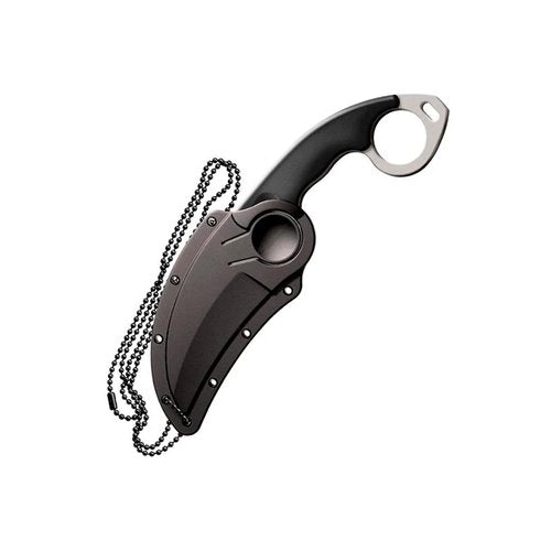 Cold Steel Double Agent Durable Lightweight Japanese AUS8A Steel Karambit Shape 3" Fixed Blade Tactical Outdoor Hunting Knife, Kray-Ex Handle, Secure-Ex Sheath - Plain Edge