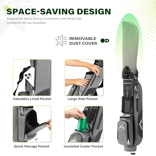 Lightweight Par 3 Golf Stand Bag - Grey, Holds 4-6 Clubs