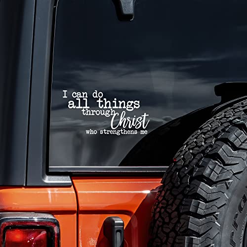 Christian Quote Vinyl Decal Sticker - 8" x 3" - White