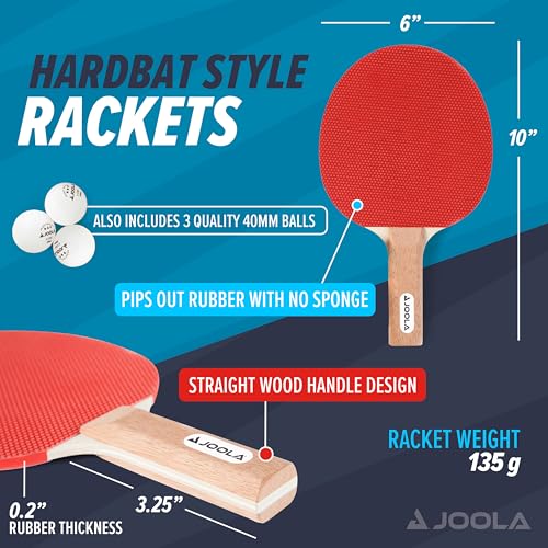 Table Tennis Paddle Set - 2 Hardbat Paddles & 3 Balls