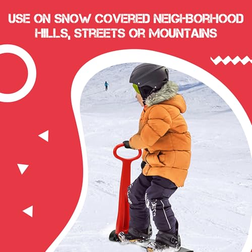 Geospace Kids Snow Scooter – Foldable Ski Sooter Snowboard with LED Lights (Ages 8+), Multi-Purpose Sled in Assorted Colors