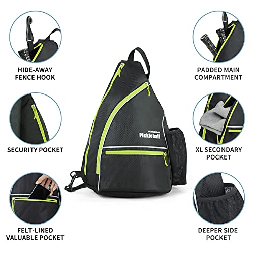 Large Capacity Pickleball Bag with Fence Hook - Green