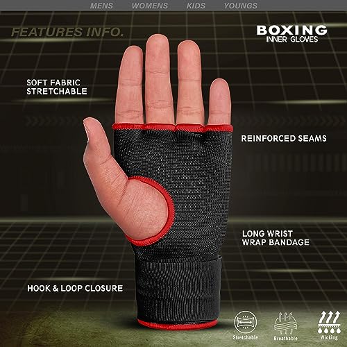 Farabi Sports 32in Gel-Padded Boxing Hand Wraps - Black Small/Medium (Men & Women)