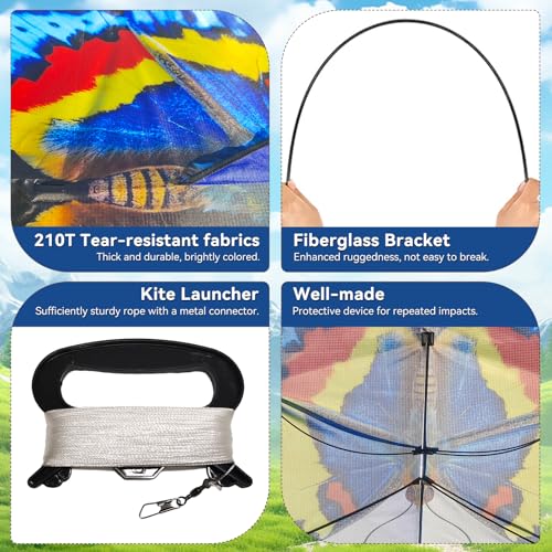 FejoHify Blue Large Kite for Kids & Adults Easy to Fly with 300 FT String - Suitable for Ages 4-12