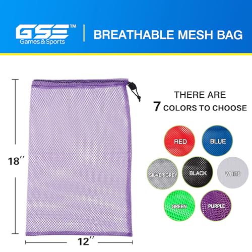 Mesh Drawstring Ball Bag - Purple 18"x12" for Gym, Swim & Laundry