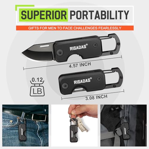Folding Keychain Pocket Knife - Engraved Square Keyring Knife