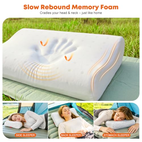 Travel Memory Foam Pillow - Portable Neck Support for Camping & Flying