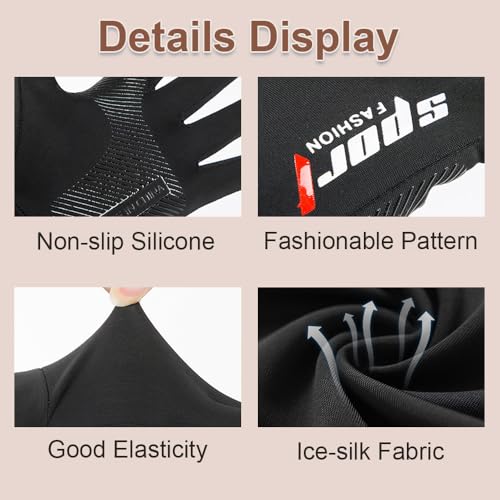Fingerless Sun Protection Fishing Gloves - Anti-Slip Ice Silk - Black