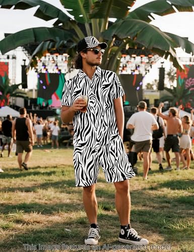 Mens Hawaiian Print Shirts & Shorts Sets 2-Piece Summer Outfit M-4XL