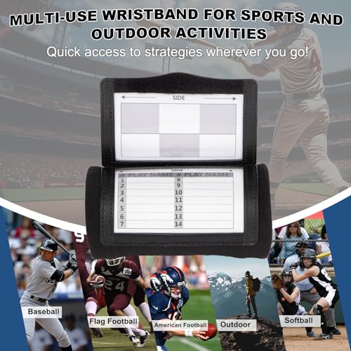 Football Wristbands with 5 Playbook Cards - Black, 1 Pack