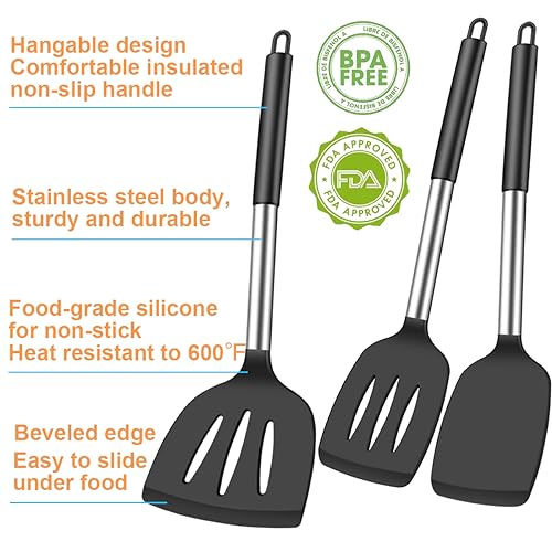 Silicone Spatula Set - 3 Heat-Resistant Kitchen Utensils