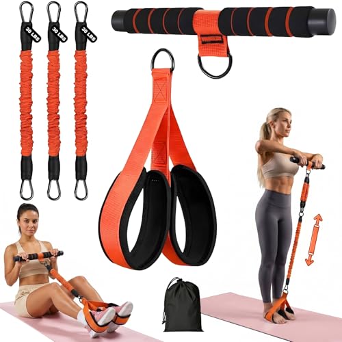 Adjustable Pedal Resistance Band - 3 Tubes, 30/60/90LBS, Orange