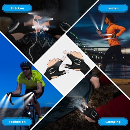 Rechargeable LED Flashlight Gloves for Adults - Handyman, Camping, Work Utility