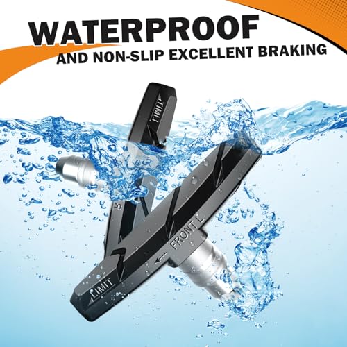70mm V-Brake Bike Brake Pads - 6 Pcs Set with Wrench & Shims - Black