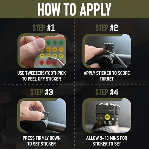 Scope Turret Stickers Pack - 10 Sheets for Rifle Scopes