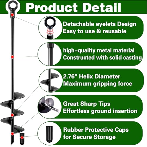 Heavy Duty Ground Anchors - 18 Inch Screw-in Anchor Kit, 4 Pack