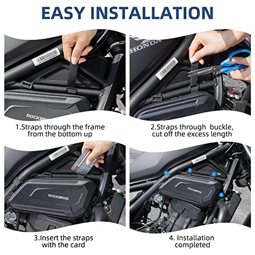 ROCKBROS Triangle Side Bag - EVA Hard Shell Motorcycle Storage Bags, Water-resistant Tail Bag 2Pcs