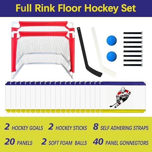 Indoor Mini Knee Hockey Set - Complete 9x8ft Rink with Goals & Sticks