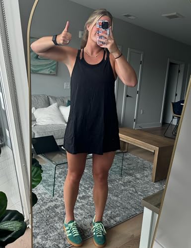 Summer Sleeveless Mini Dress with Built-in Shorts and V Neck