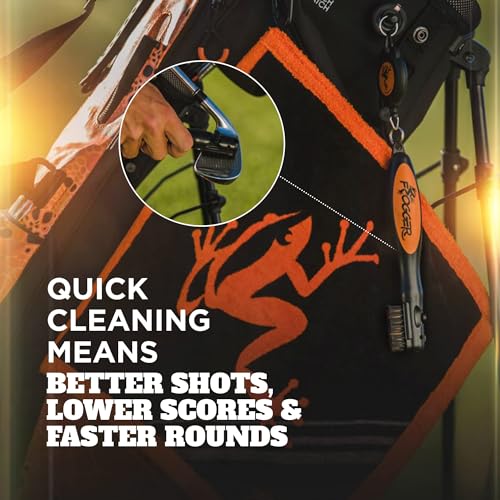 Golf Club Cleaner Brush with Ergonomic Grip & 2.5 ft Cord - Orange