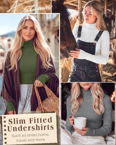 Neer Women's Turtleneck Shirts 4-Pack - Long Sleeve Ribbed Base Layer, Fall & Winter