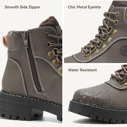 ANJOUFEMME Women's Winter Snow Hiking Boots 6.5 / 115 Zip Brown Lightweight Warm Shoes