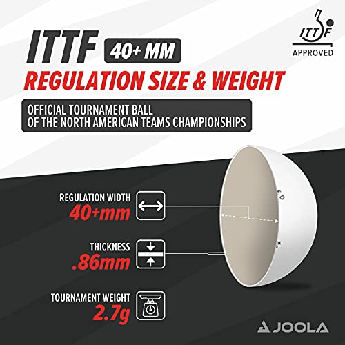 JOOLA Prime 3-Star White Table Tennis Balls - Pack of 6, Official ITTF Tournament Quality